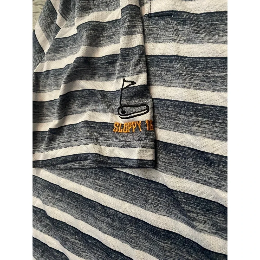 Adidas  Striped‎ Polo Shirt Blue White Logo Size XL